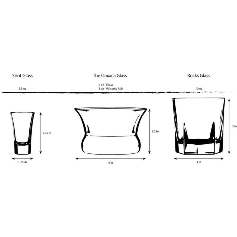 The Oaxaca Tequila & Mezcal Glass Volcanic Ash Finish Set of 2 glasses